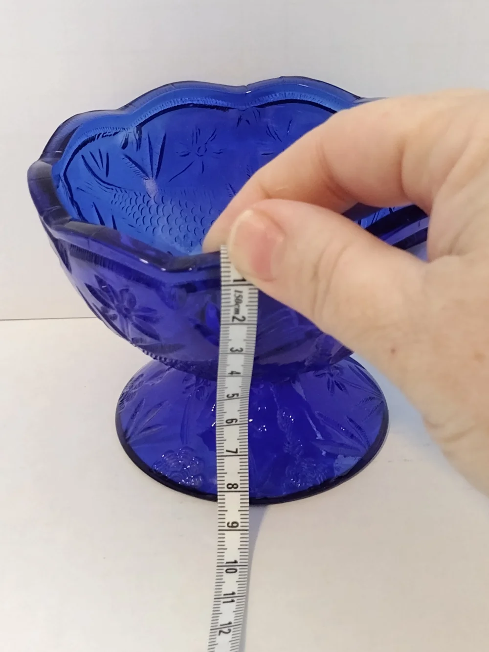 Indiana Glass Cobalt Blue Pressed Glass Pedestal Dish
